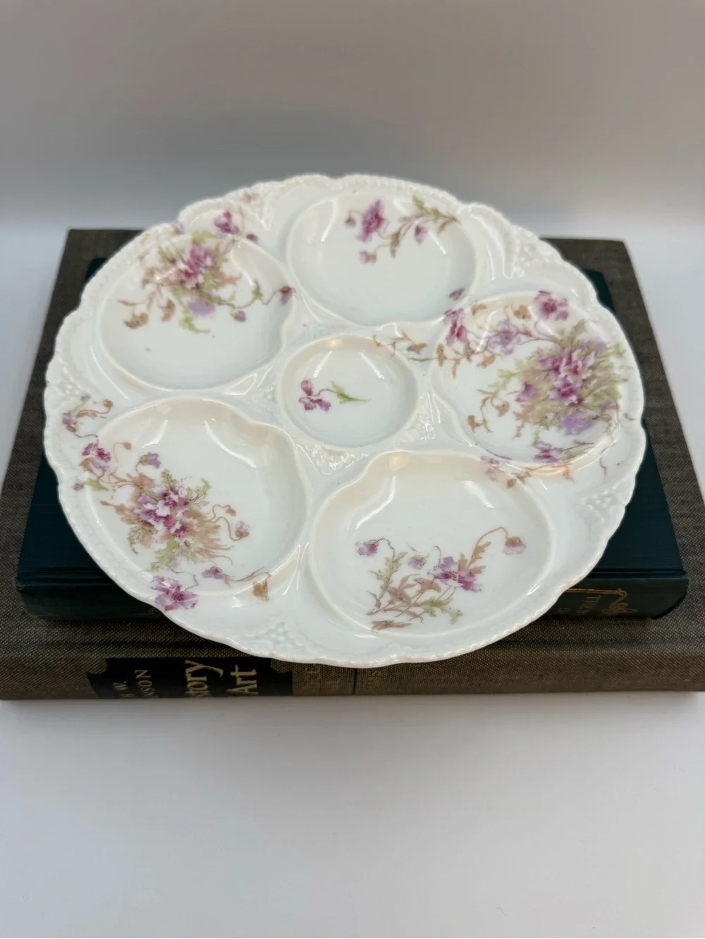 Antique Theodore Haviland Limoges France Oyster Plate Pink Floral 8.5”